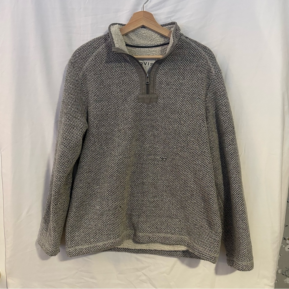 Orvis Men's sherpa Lined Quarter Zip Sweater in Gray